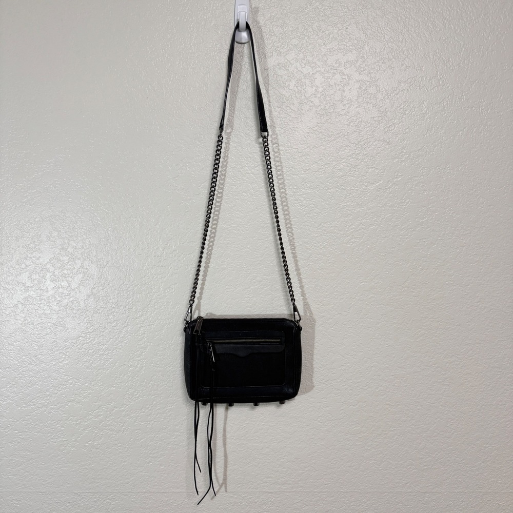 Rebecca Minkoff Mini MAC Bag Women Small Black Leather Crossbody Tassel Purse
